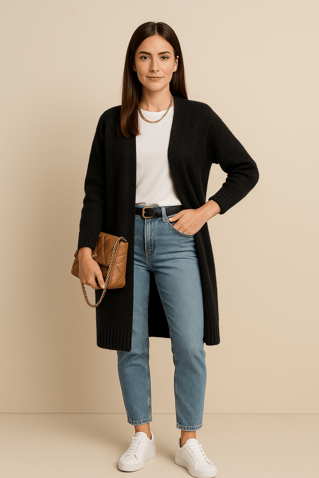 Ashford | Erin – Women’s Wool Blend Oversized Knit Cardigan with Open Front - Ashford London Clothing