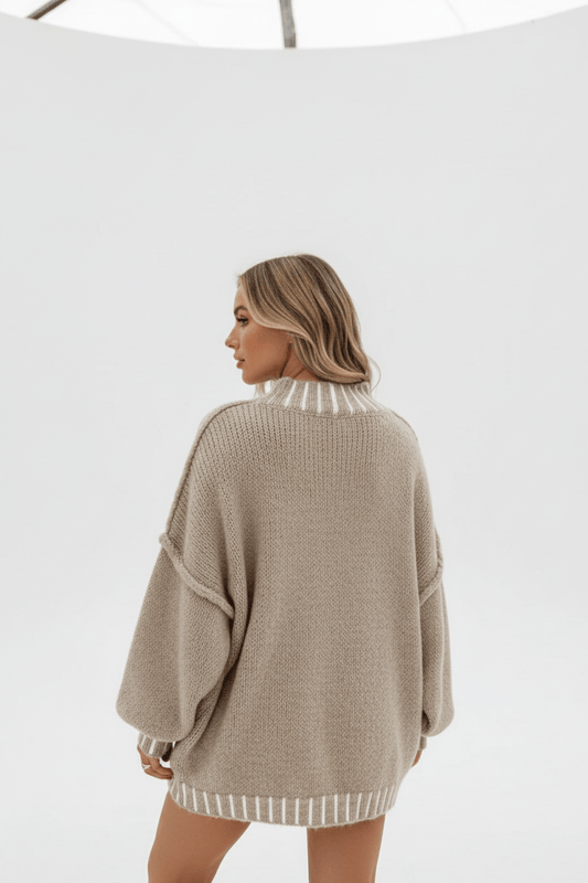 Noura – Women’s Oversized Knit Sweatshirt with Balloon Sleeves