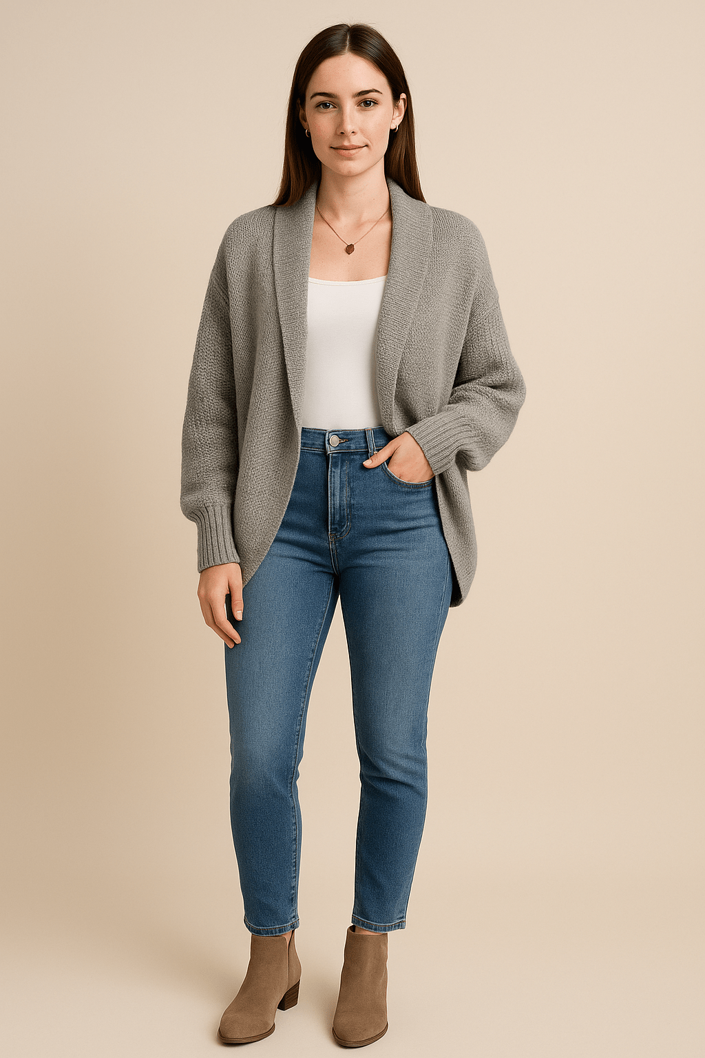 Ashford | Tilda – Women’s Oversized Open - Front Knit Cardigan with Ribbed Hem - Ashford London Clothing