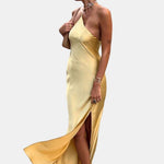 Kaitlin – Moonlight Open Back Satin Slit Long Dress