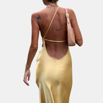 Kaitlin – Moonlight Open Back Satin Slit Long Dress