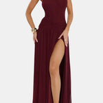 Abby – Halter-Neck Maxi Dress with Ruched Detail