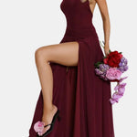 Abby – Halter-Neck Maxi Dress with Ruched Detail