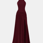Abby – Halter-Neck Maxi Dress with Ruched Detail