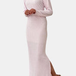 Adley – Soft Light Pink Long-Sleeve Maxi Dress