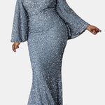 Alejandra – Flared Sleeve Sequin Curve Party Dress