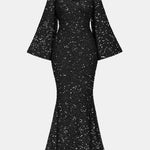Alejandra – Flared Sleeve Sequin Curve Party Dress