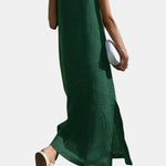 Alessara – Minimal Cami Long Dress in Green