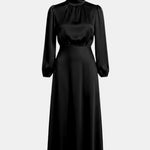 Alexa – High-Waist Satin Midi Dress with Elegant Drape