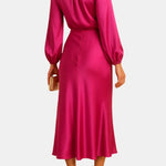 Alexa – High-Waist Satin Midi Dress with Elegant Drape