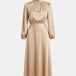 Alexa – High-Waist Satin Midi Dress with Elegant Drape