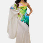 Alivora - Printed Single Sleeve Maxi Cocktail Dress
