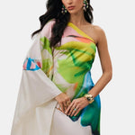 Alivora - Printed Single Sleeve Maxi Cocktail Dress