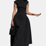 Alleah – Metallic Decor Zipper Sleeveless Maxi Dress