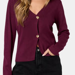 Alyssa – Minimalist V-Neck Button Cardigan