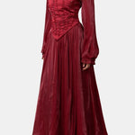 Amallie – Beaded Corset Long Dress in Burgundy