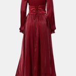Amallie – Beaded Corset Long Dress in Burgundy