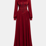 Amallie – Beaded Corset Long Dress in Burgundy