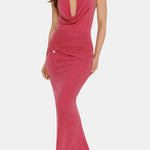 Amani – Sculpted Halter Maxi Dress with Draped Bodice