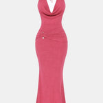 Amani – Sculpted Halter Maxi Dress with Draped Bodice