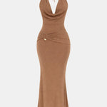 Amani – Sculpted Halter Maxi Dress with Draped Bodice