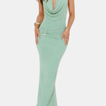 Amani – Sculpted Halter Maxi Dress with Draped Bodice