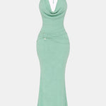 Amani – Sculpted Halter Maxi Dress with Draped Bodice