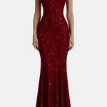 Amayah – Sequin Maxi Dress with High Neck Silhouette