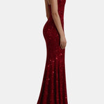 Amayah – Sequin Maxi Dress with High Neck Silhouette