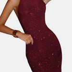 Amayah – Sequin Maxi Dress with High Neck Silhouette