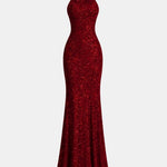 Amayah – Sequin Maxi Dress with High Neck Silhouette