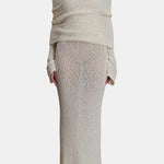 Amelie – Off-Shoulder Bouclé Maxi Dress with Sculpted Silhouette