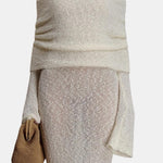 Amelie – Off-Shoulder Bouclé Maxi Dress with Sculpted Silhouette