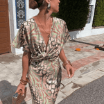 Arianne - V-Neck Maxi Dress in Soft Green