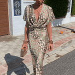 Arianne - V-Neck Maxi Dress in Soft Green