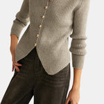 Aspen – Ribbed Split-Hem Button Cardigan