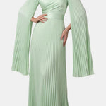 Aurelie – Pleated Satin Sleeve Gown