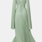 Aurelie – Pleated Satin Sleeve Gown