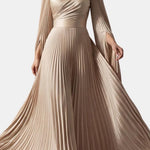 Aurelie – Pleated Satin Sleeve Gown