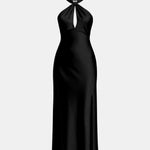 Aviana – Satin Halter Maxi Dress with Elegant Side Split