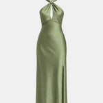 Aviana – Satin Halter Maxi Dress with Elegant Side Split