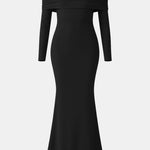 Azalea – Elegant Off-Shoulder Mesh Maxi Dress