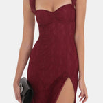 Bellamira – Ruffle Strap Lace Long Dress
