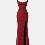 Bellamira – Ruffle Strap Lace Long Dress