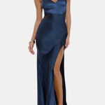 Bristol – Satin Maxi Dress with Sculpted Bodice and Side Split
