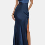 Bristol – Satin Maxi Dress with Sculpted Bodice and Side Split