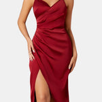 Calidora – Wrap Draped Split Midi Dress