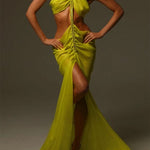 Callista – Sleeveless Cutout Maxi Dress in Yellow