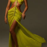 Callista – Sleeveless Cutout Maxi Dress in Yellow