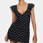 Camille - Black Polka Dot Frill Mini Dress